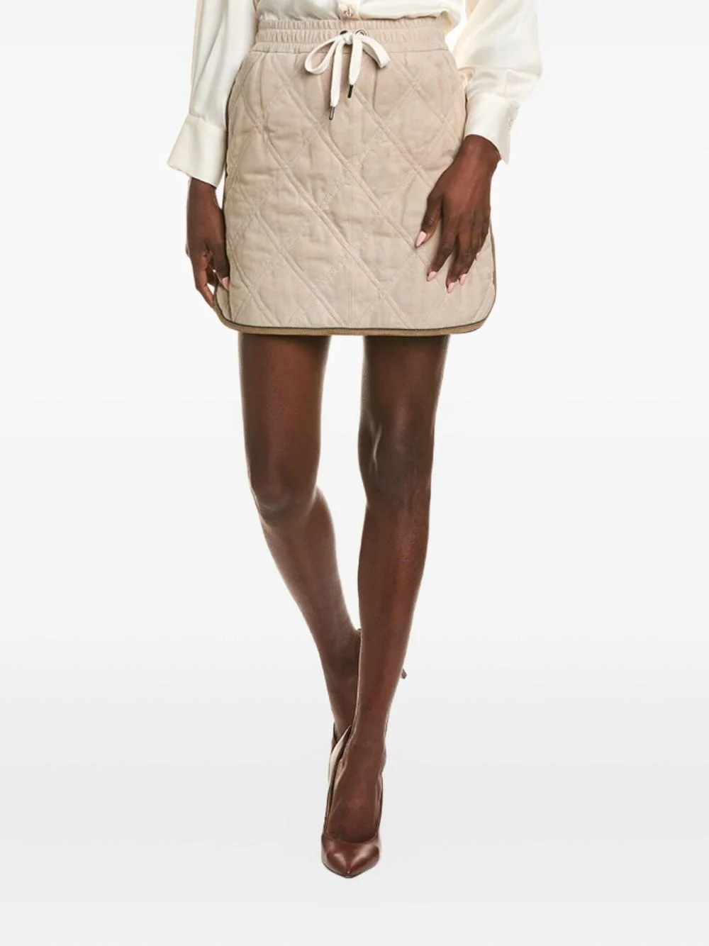 quilted drawstring mini skirt - 1