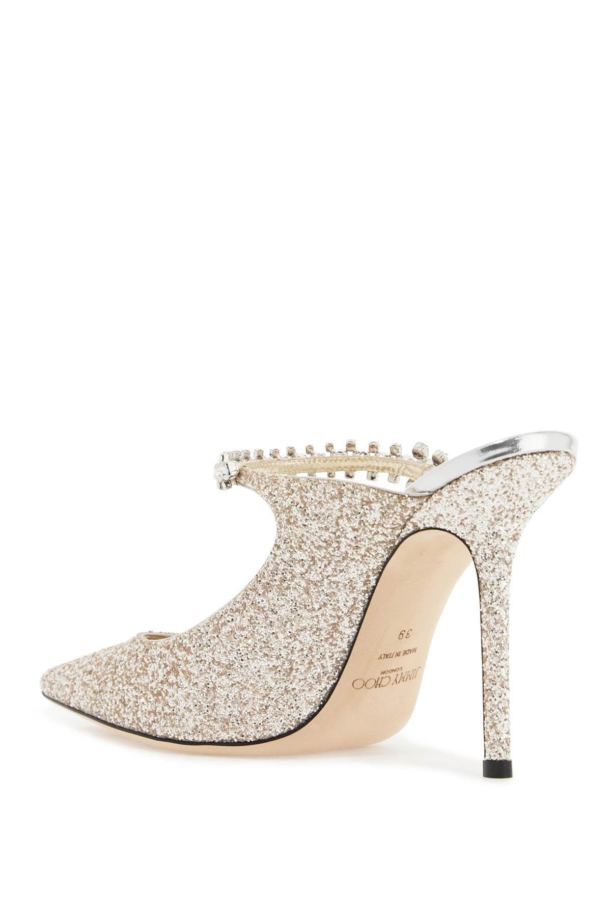 パンプス JIMMY CHOO BING 100 IN GLITTER FABRIC Bing 100 embellished glitter mules in metallic - Jimmy Choo