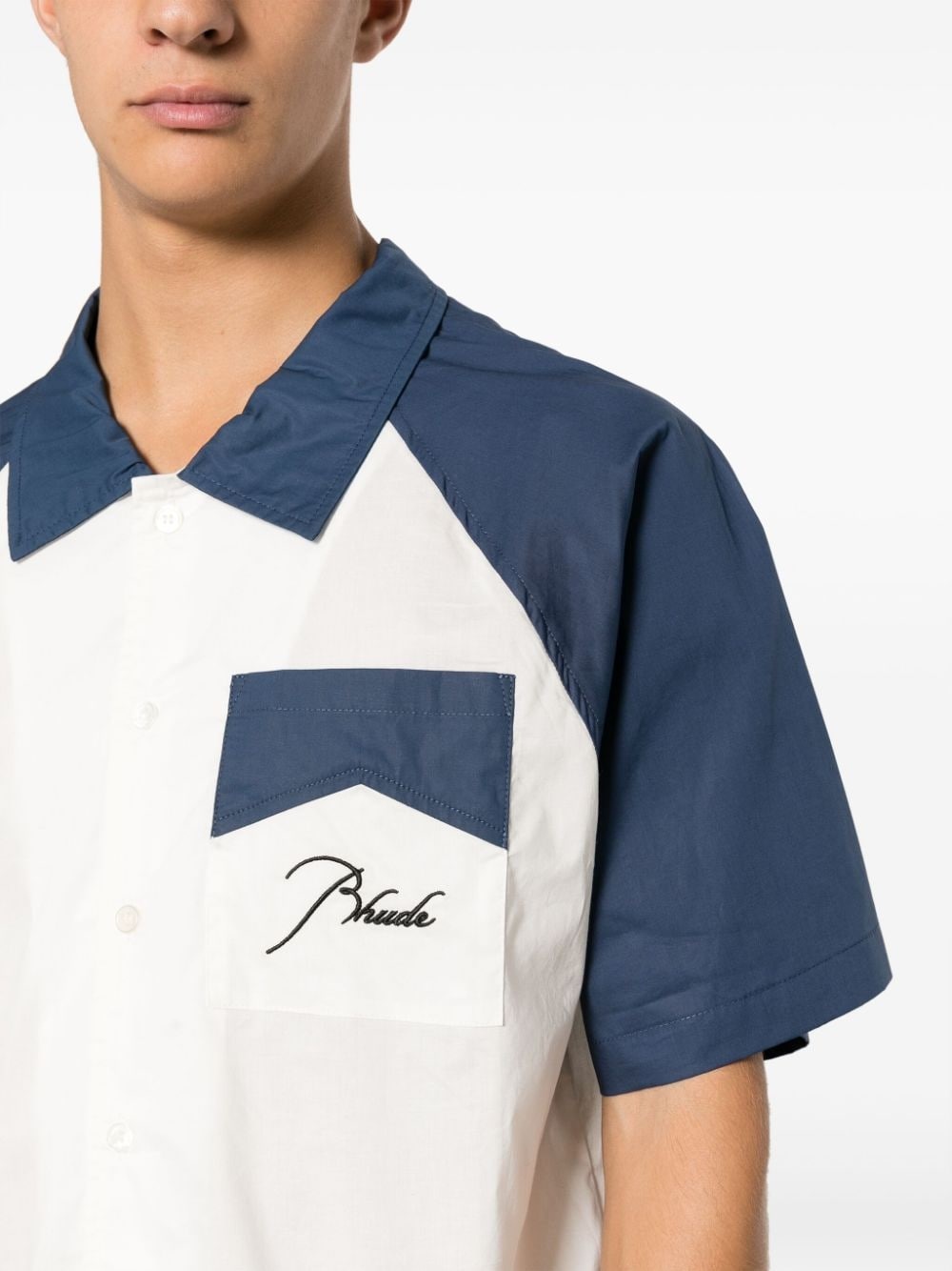 two-tone cotton shirt - 5
