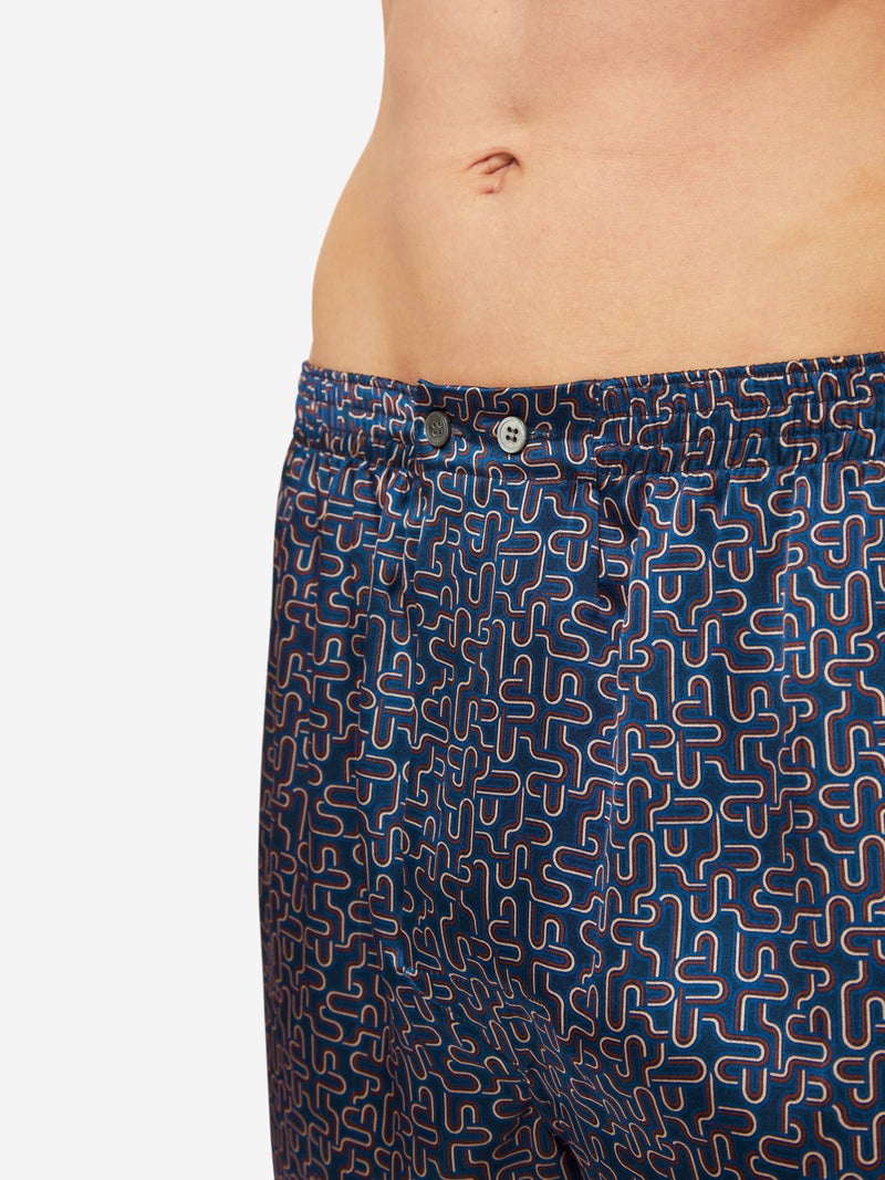 Men's Classic Fit Boxers Brindisi 80 Silk Satin Navy - 7