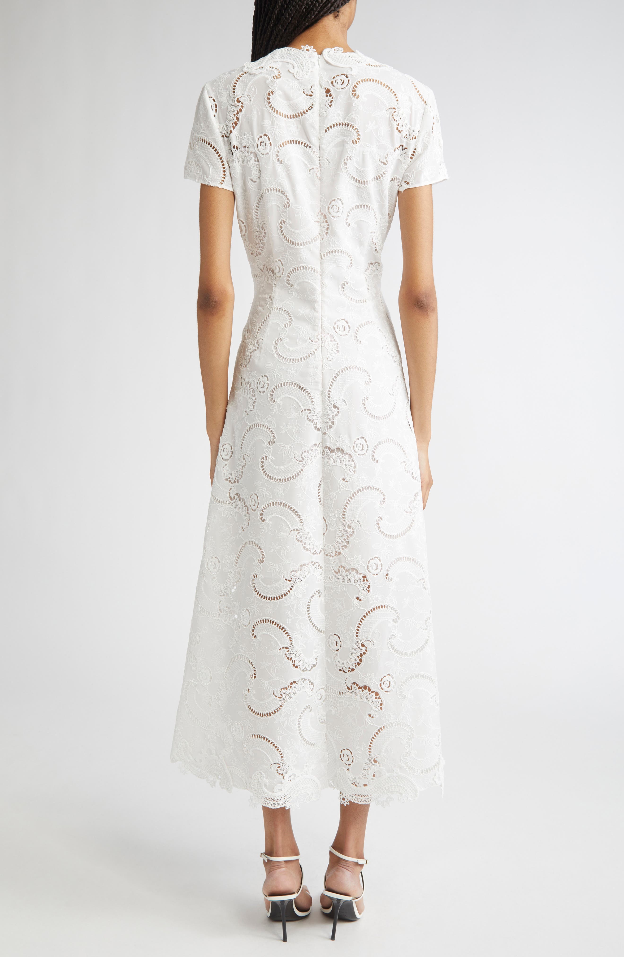 Oscar de la Renta Scroll Guipure Lace Dress in White at Nordstrom - 2