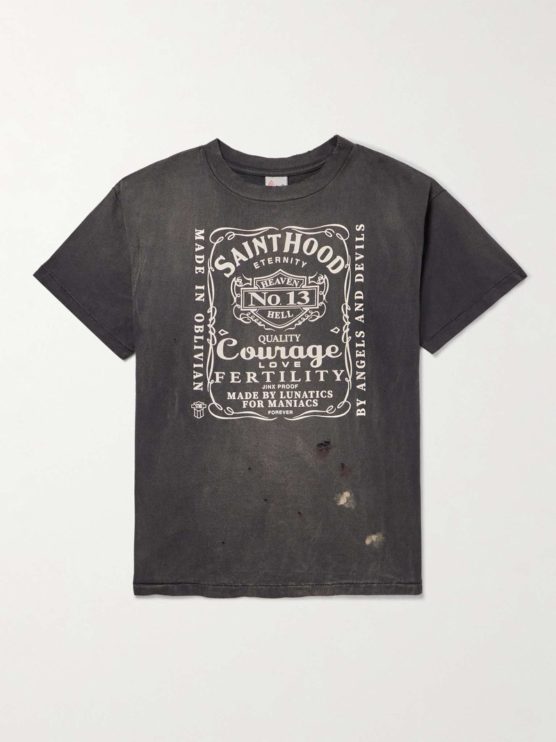 + Neighborhood Distressed Printed Cotton-Jersey T-Shirt 1