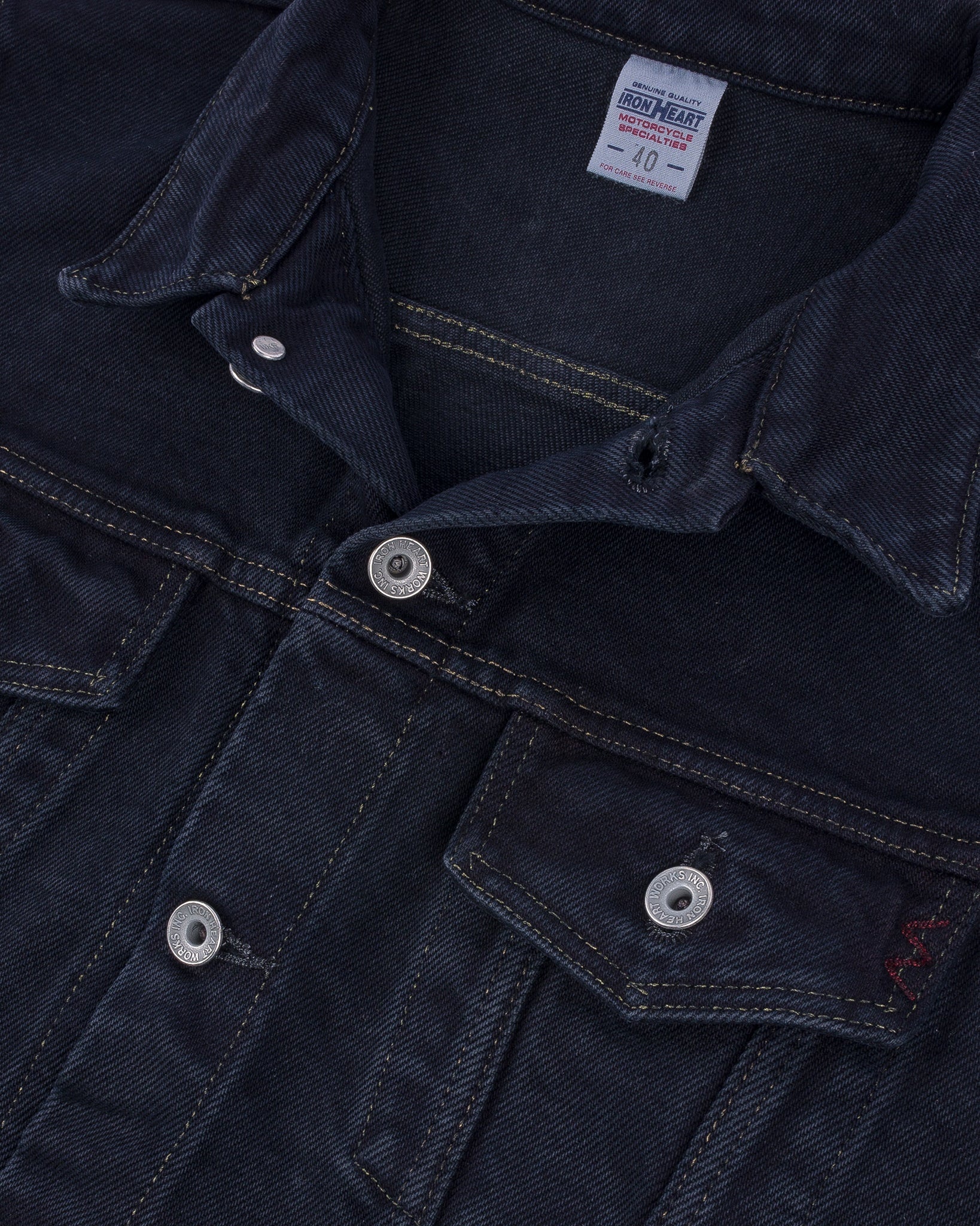 IH-526SVod 21oz Selvedge Denim Modified Type III Vest - Indigo Overdyed Black - 10