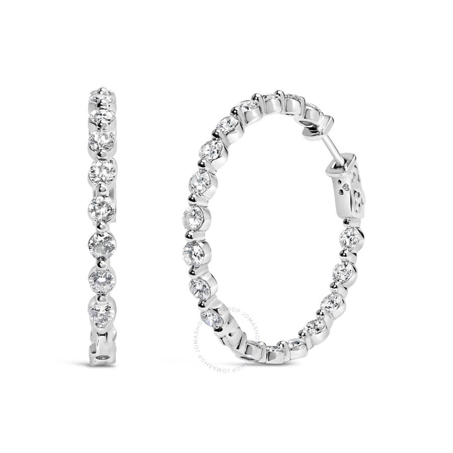 Haus Of Brilliance - Haus of Brilliance 14K White Gold 5.00 Cttw Lab Grown Diamond Inside-Out Hoop Earring - 1