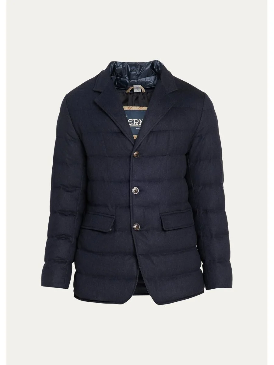 Men's Cashmere-Blend Quilted Blazer Jacket - 1