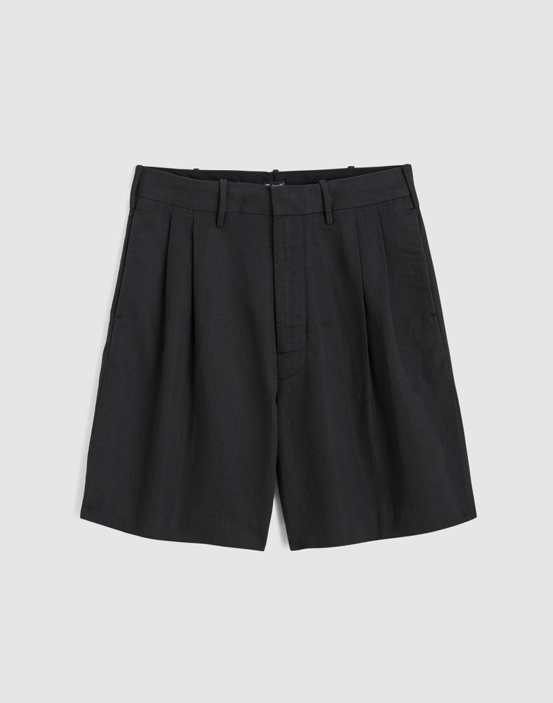 Double-Pleated Shorts in Meridian Linen Blend 1