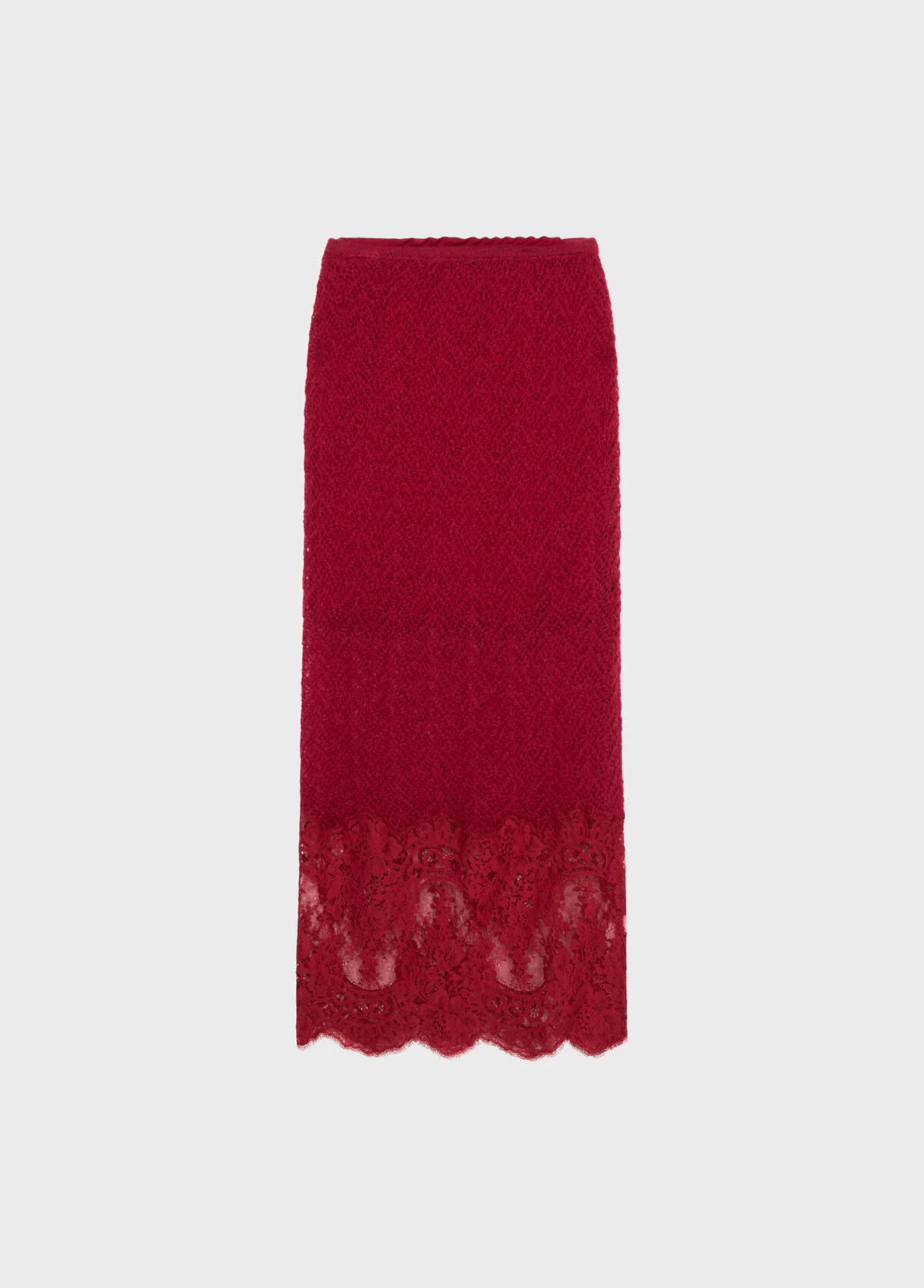 KNITTED MIDI SKIRT WITH LACE - 1