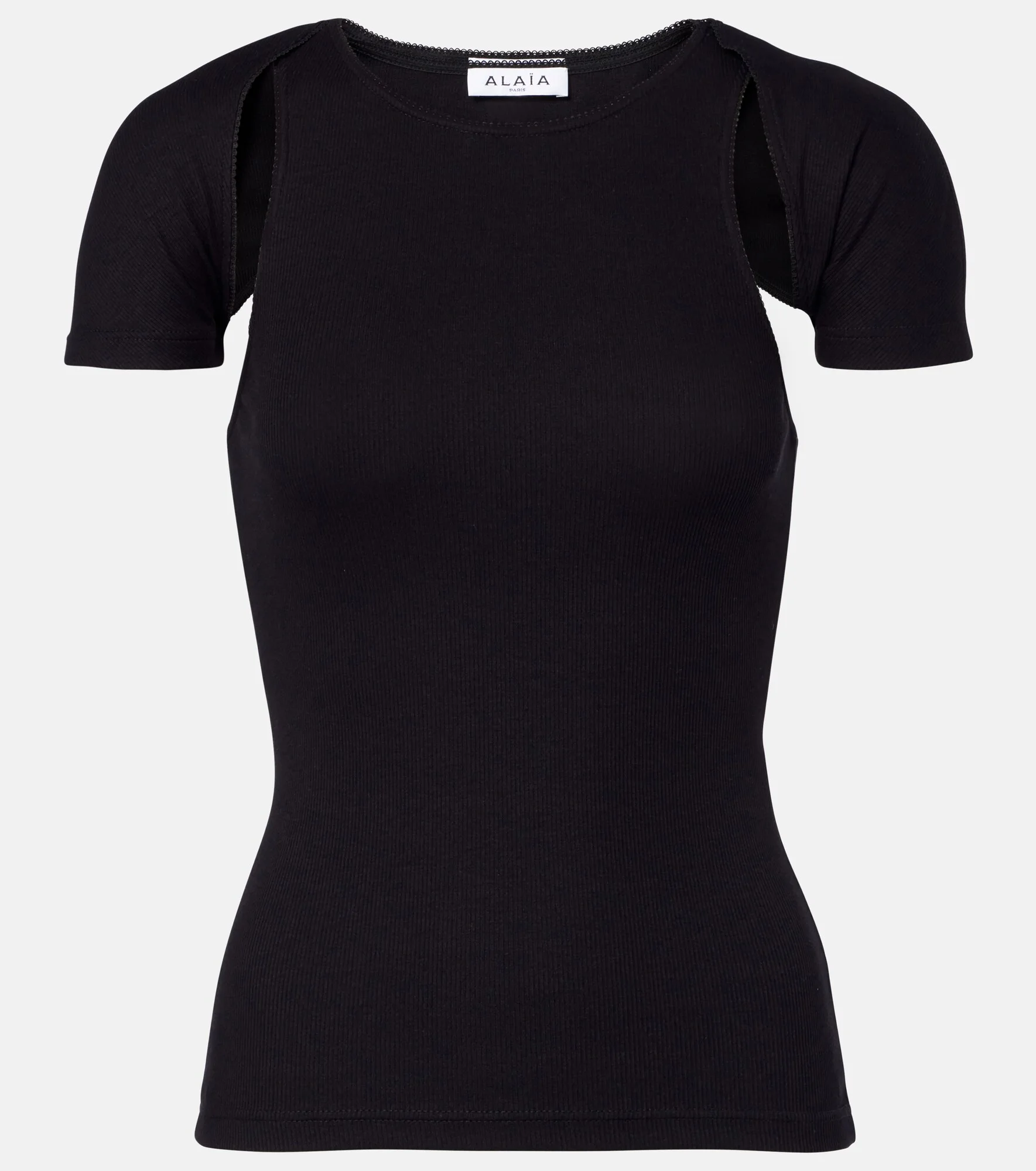 Layered ribbed-knit jersey top - 1