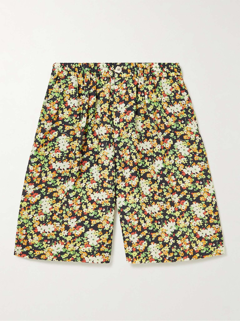 Wide-Leg Pleated Floral-Print Woven Bermuda Shorts - 1
