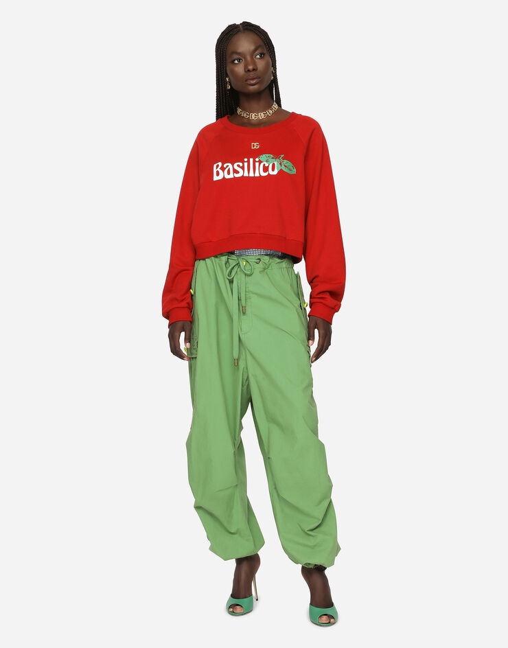 Cropped basil-print jersey sweatshirt with DG logo - 2