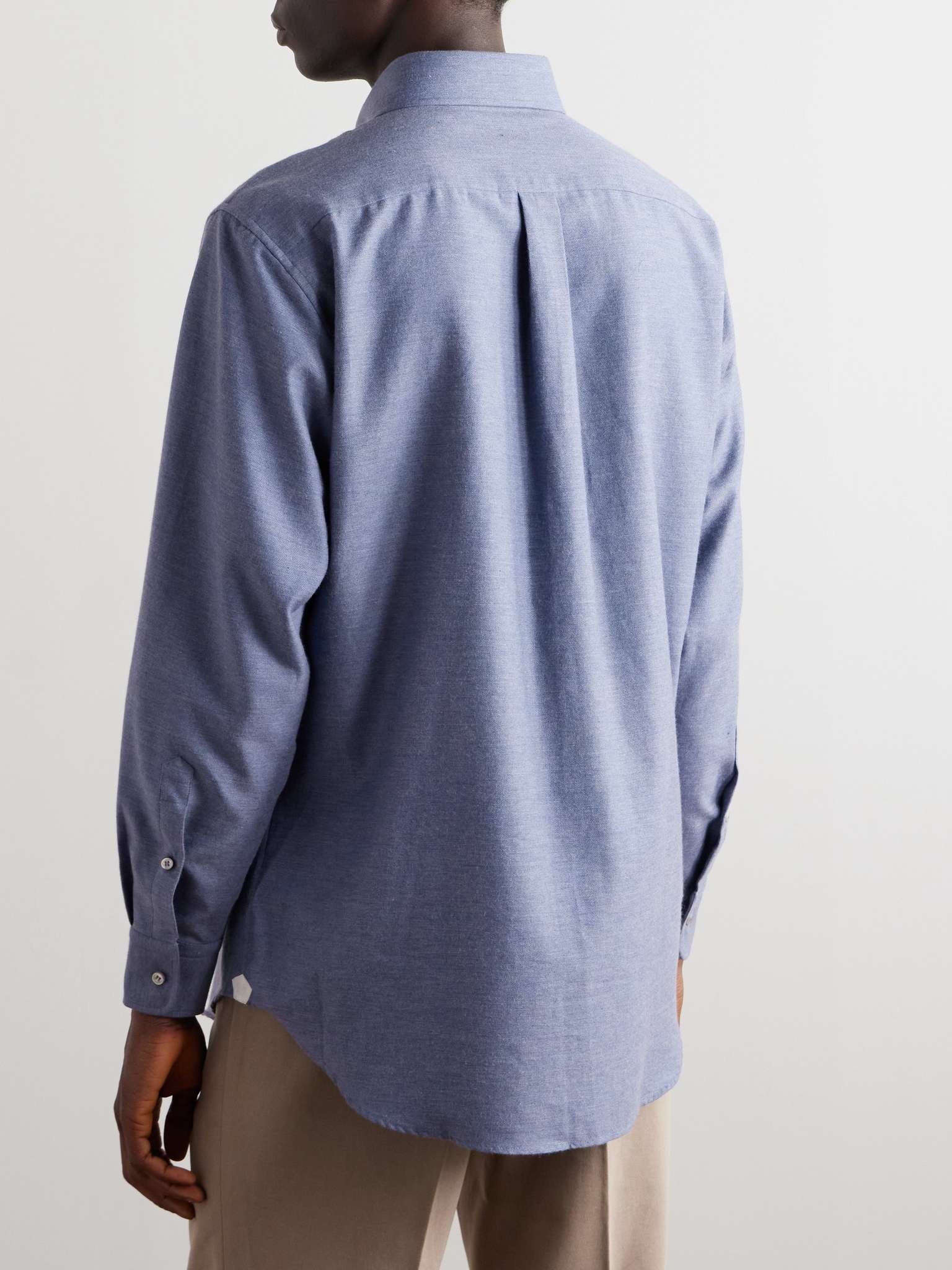 Button-Down Collar Cotton and Cashmere-Blend Denim Shirt - 4