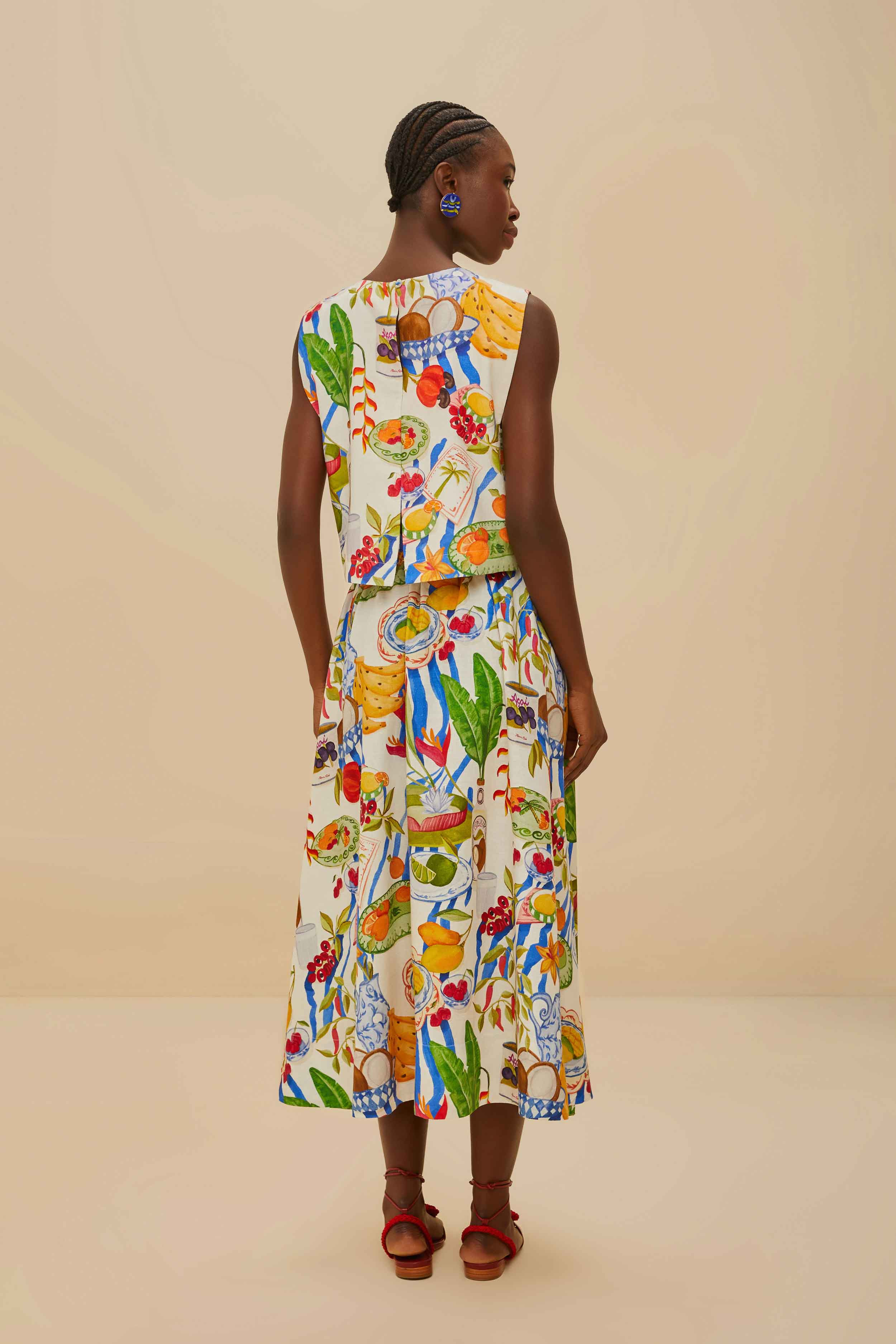 Off-White Fresh Table Lenzing™ Ecovero™ Euroflax™ Midi Skirt - 4