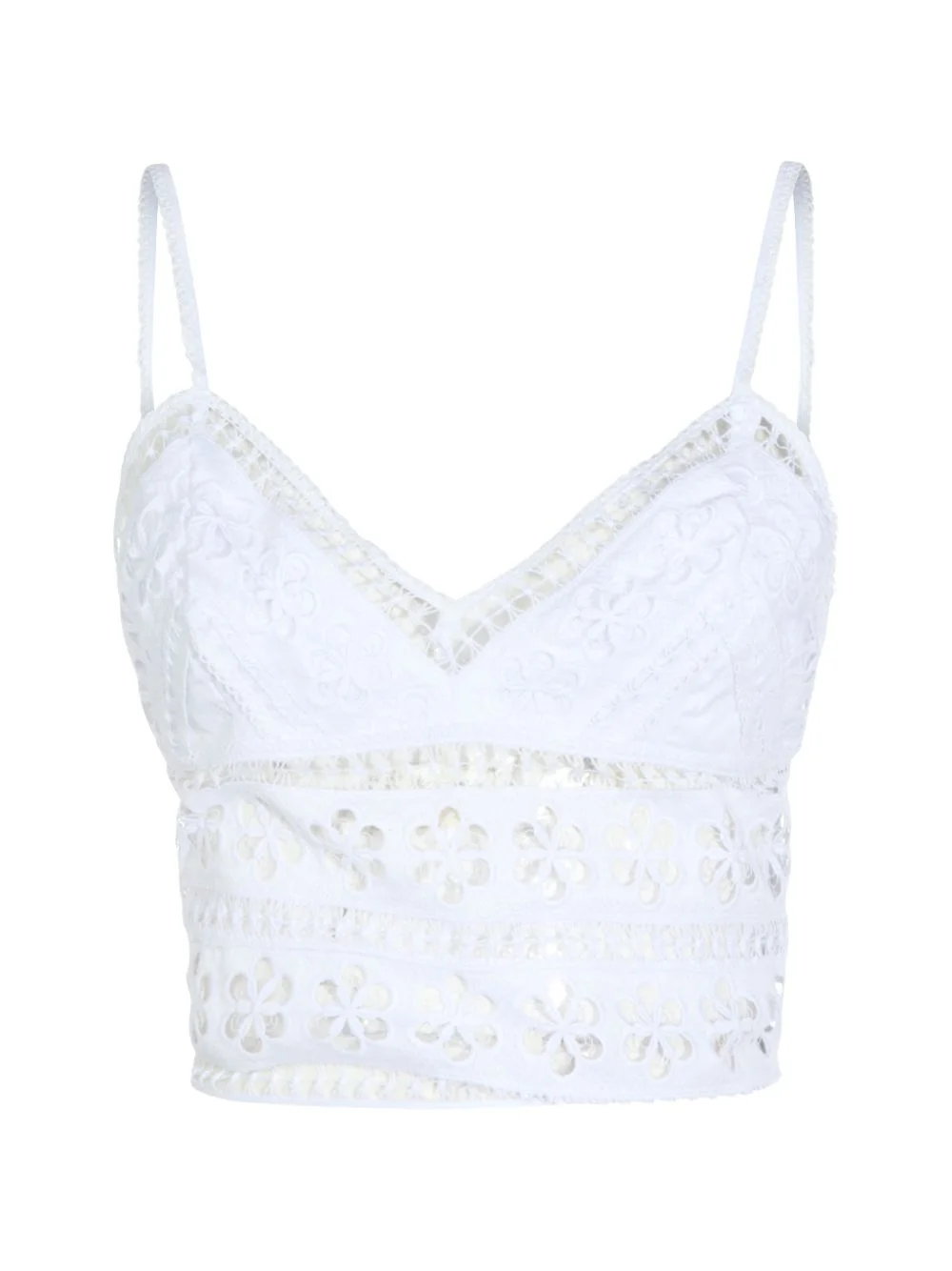 Melie floral-embroidered V-neck top - 1