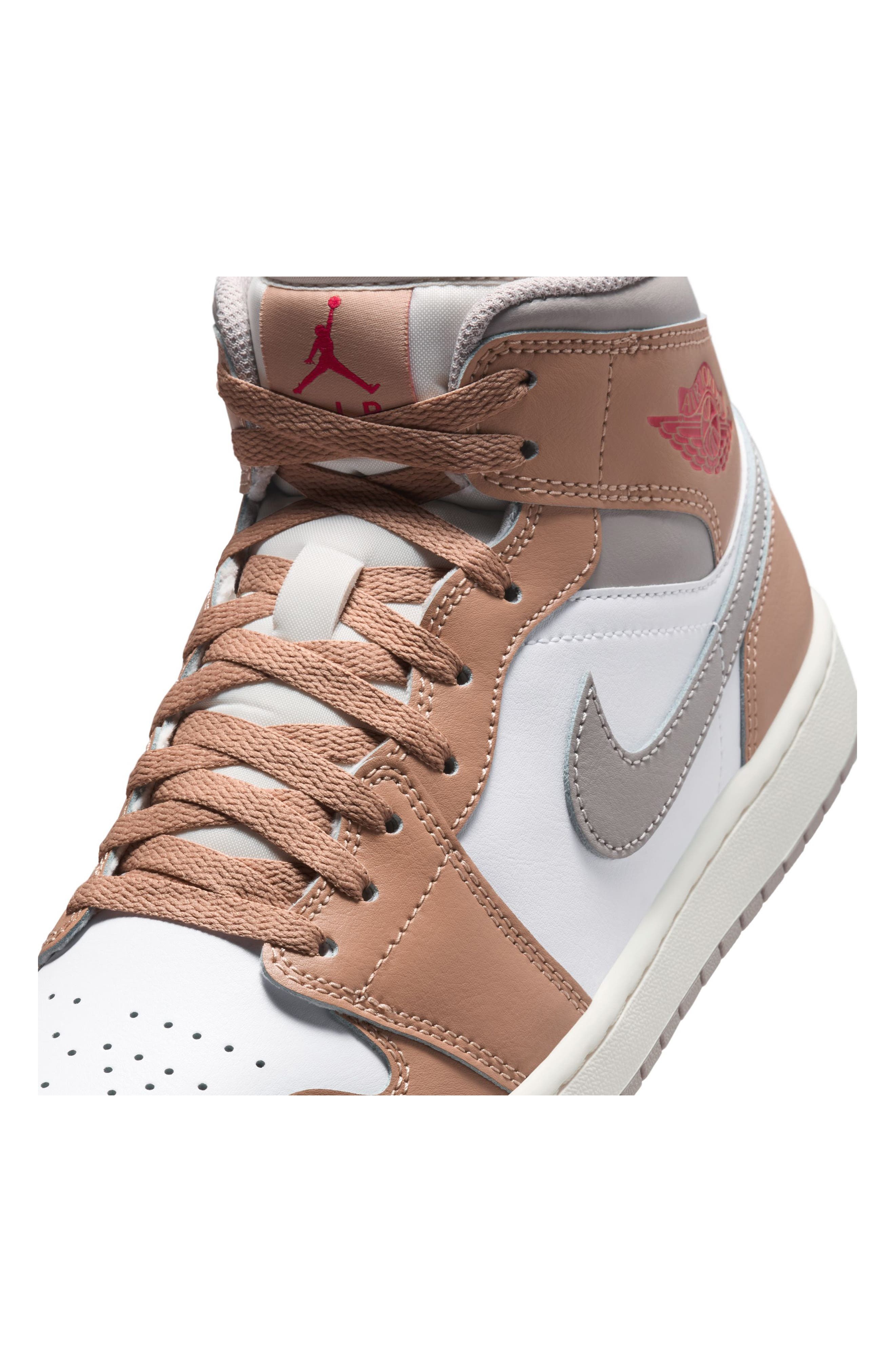 Air Jordan 1 Mid Sneaker in 200 Hemp/fire R at Nordstrom - 8