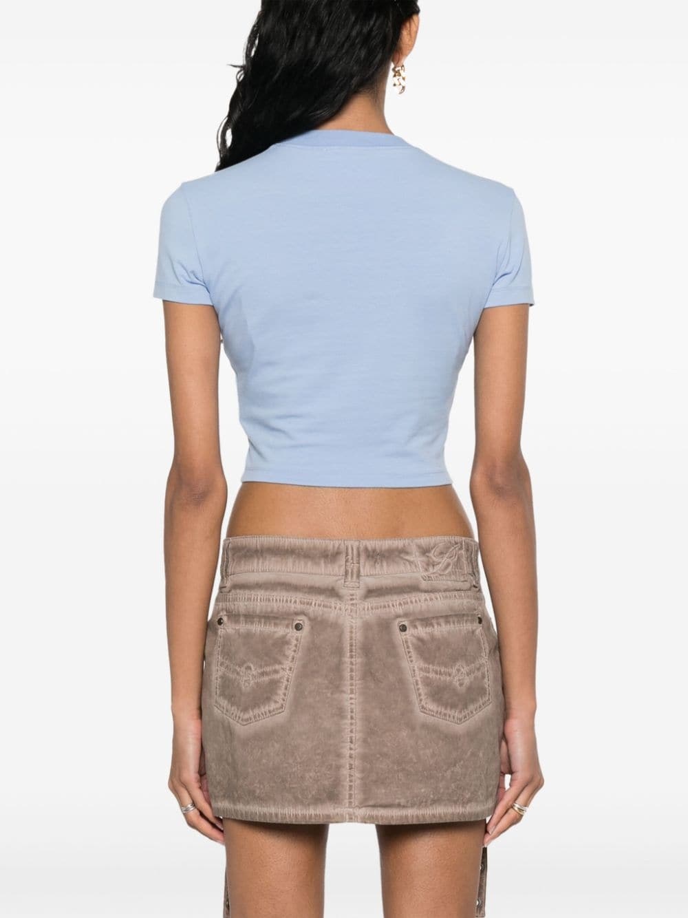 glitter-logo cropped cotton T-shirt - 4