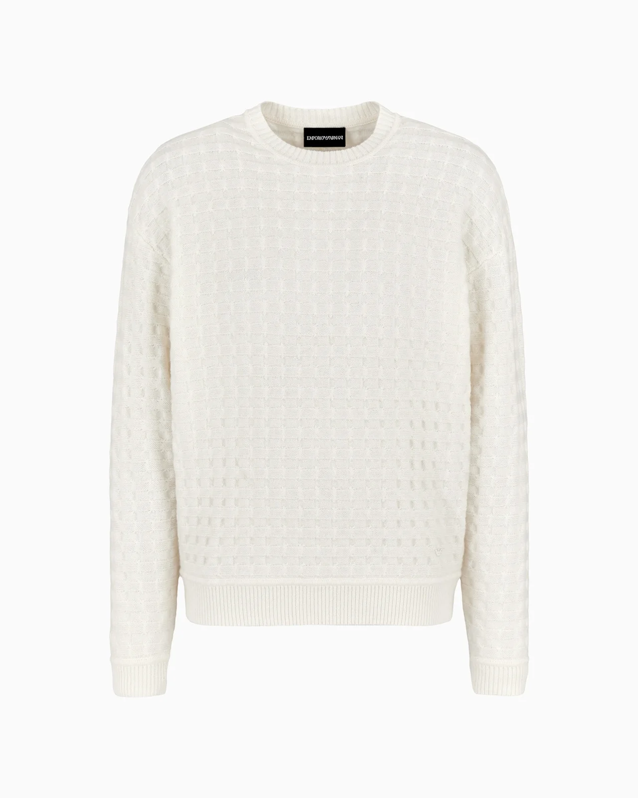 Virgin wool jumper with embossed jacquard motif - 1