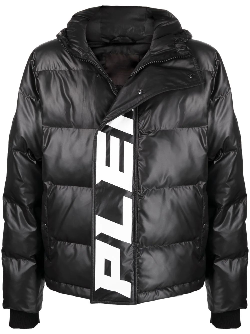 logo-print hooded padded jacket - 1