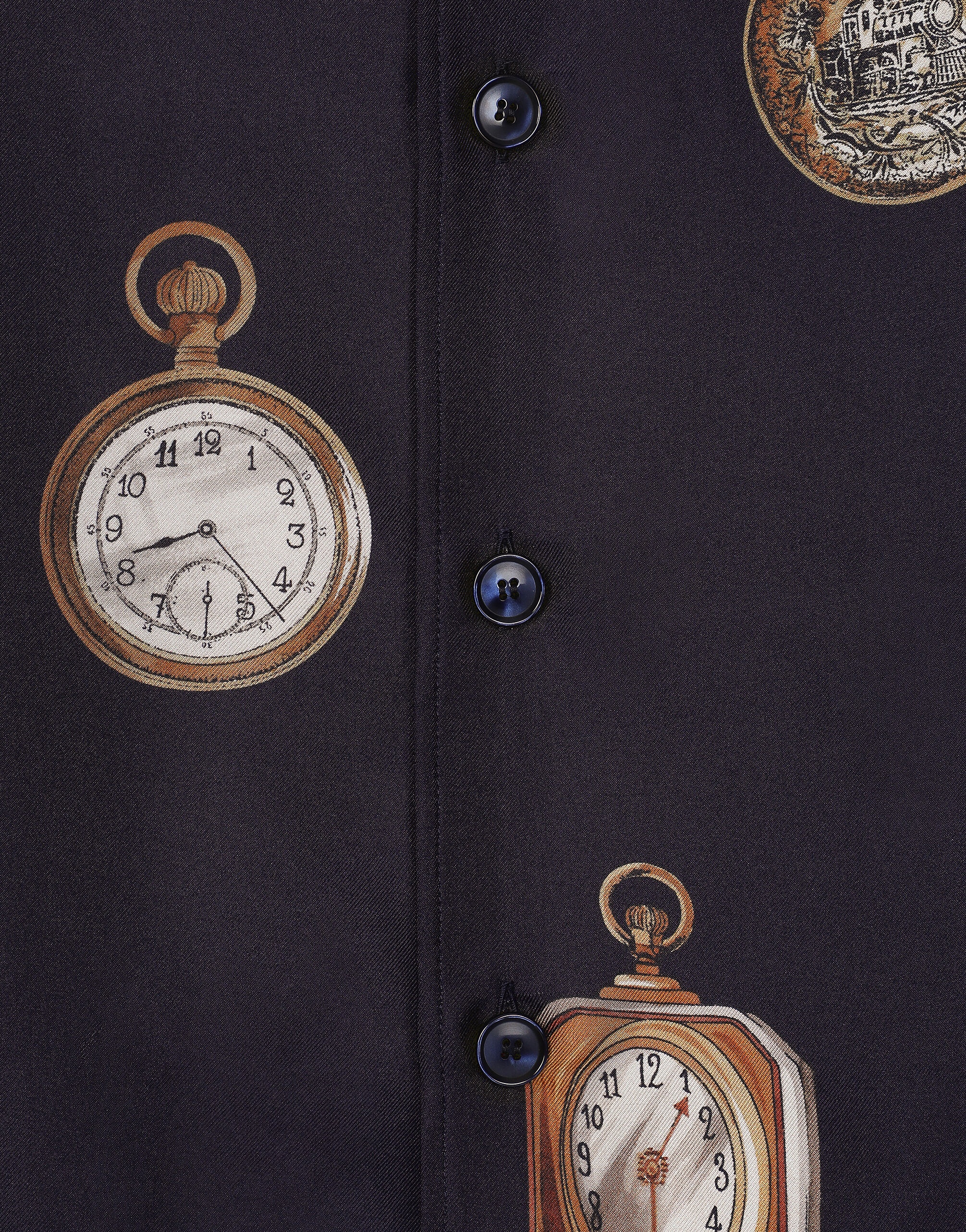 Silk twill Hawaiian shirt with watch print - 6