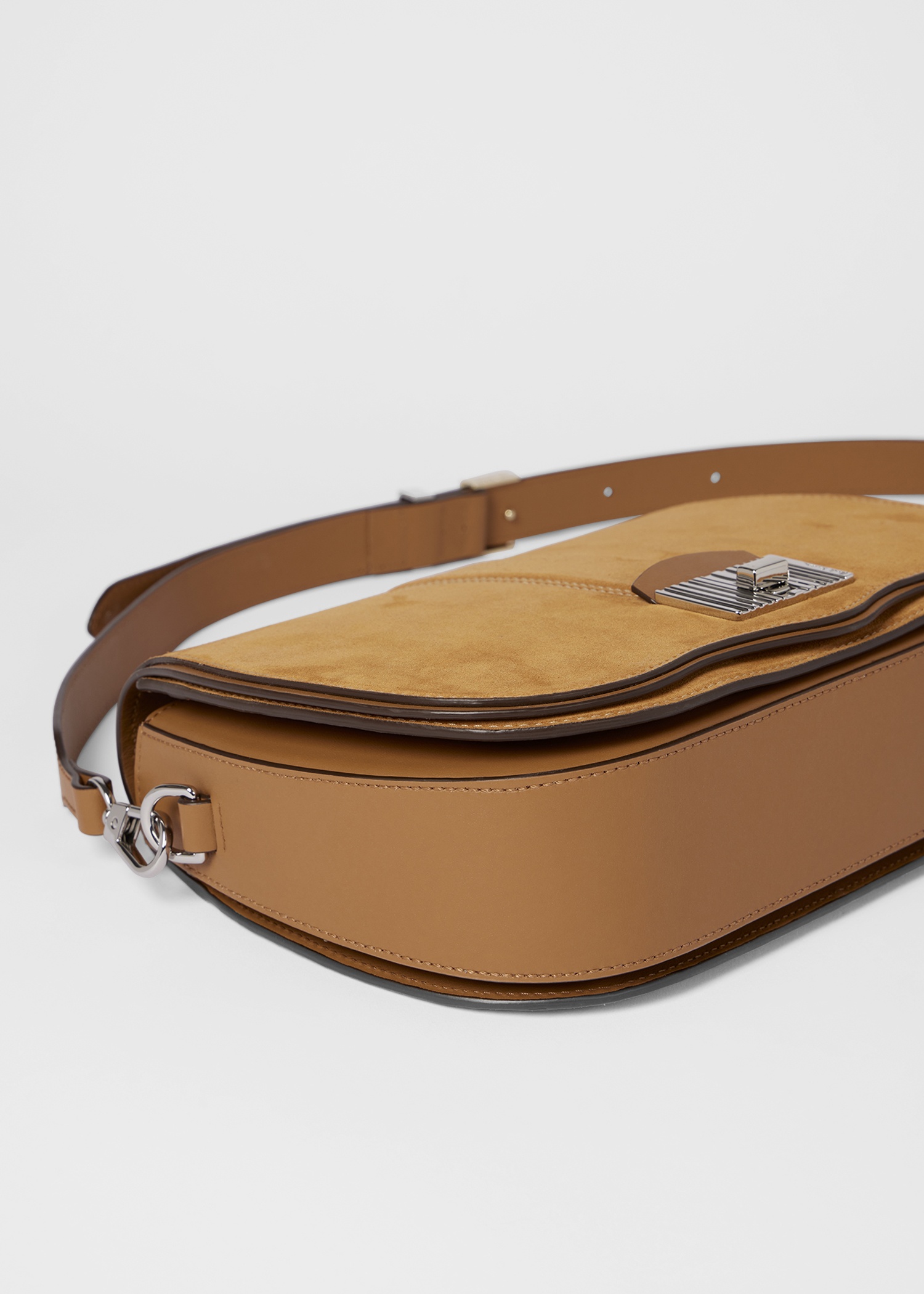 Women's Tan Suede Cross Body Satchel Bag - 7