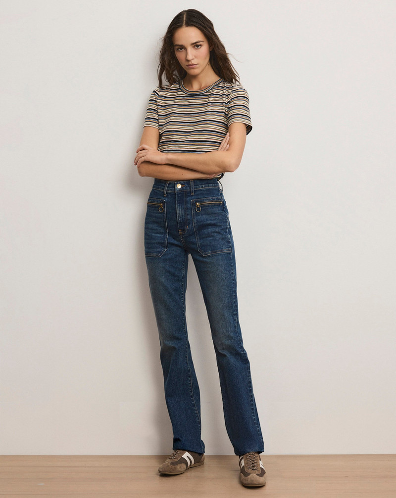 VERONICA BEARD BEVERLY PATCH-POCKET SKINNY-FLARE JEAN outlook