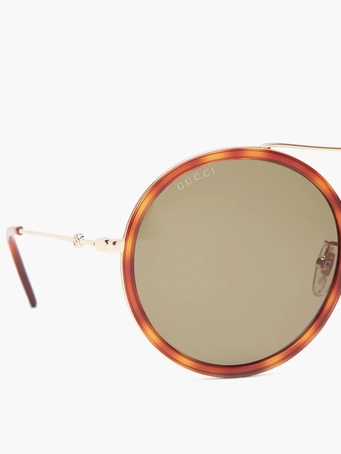 Round tortoiseshell-acetate and metal sunglasses - 2