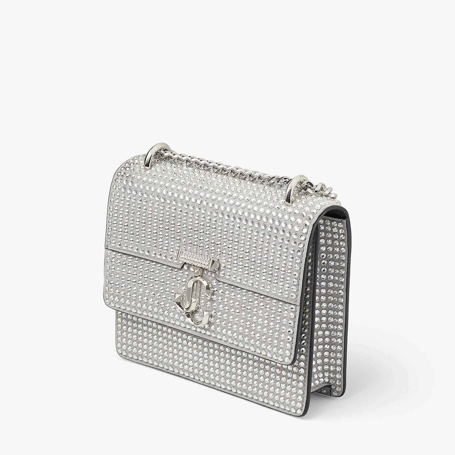 Varenne Quad XS
Silver Suede Shoulder Bag with Crystal Embellishment - 4