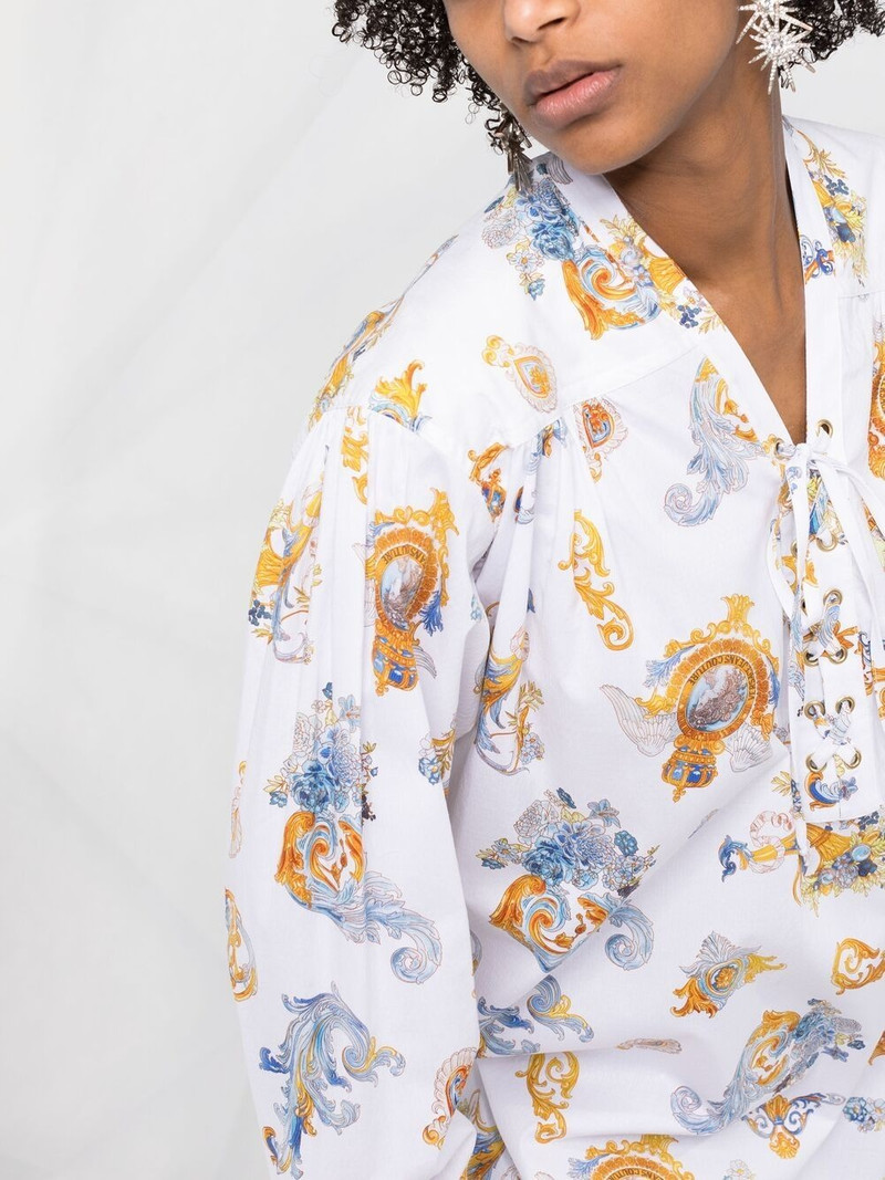 Barocco-print lace-up shirt 5
