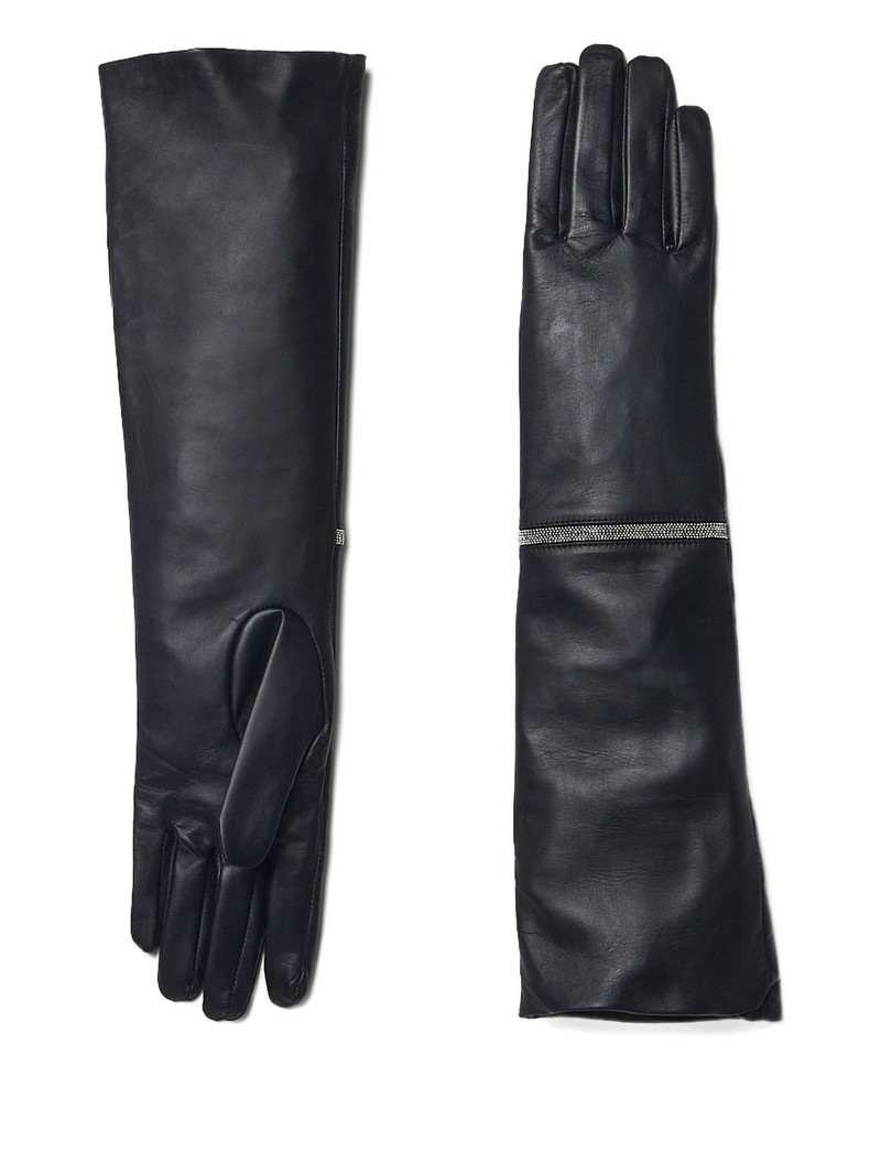 long leather zip-detail gloves 1