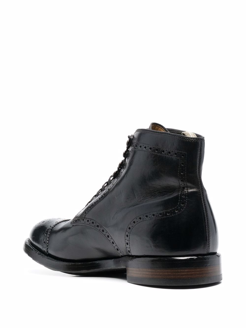 brogue-detail leather ankle boots - 3