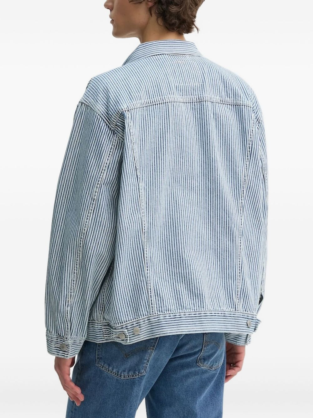 striped denim jacket - 2