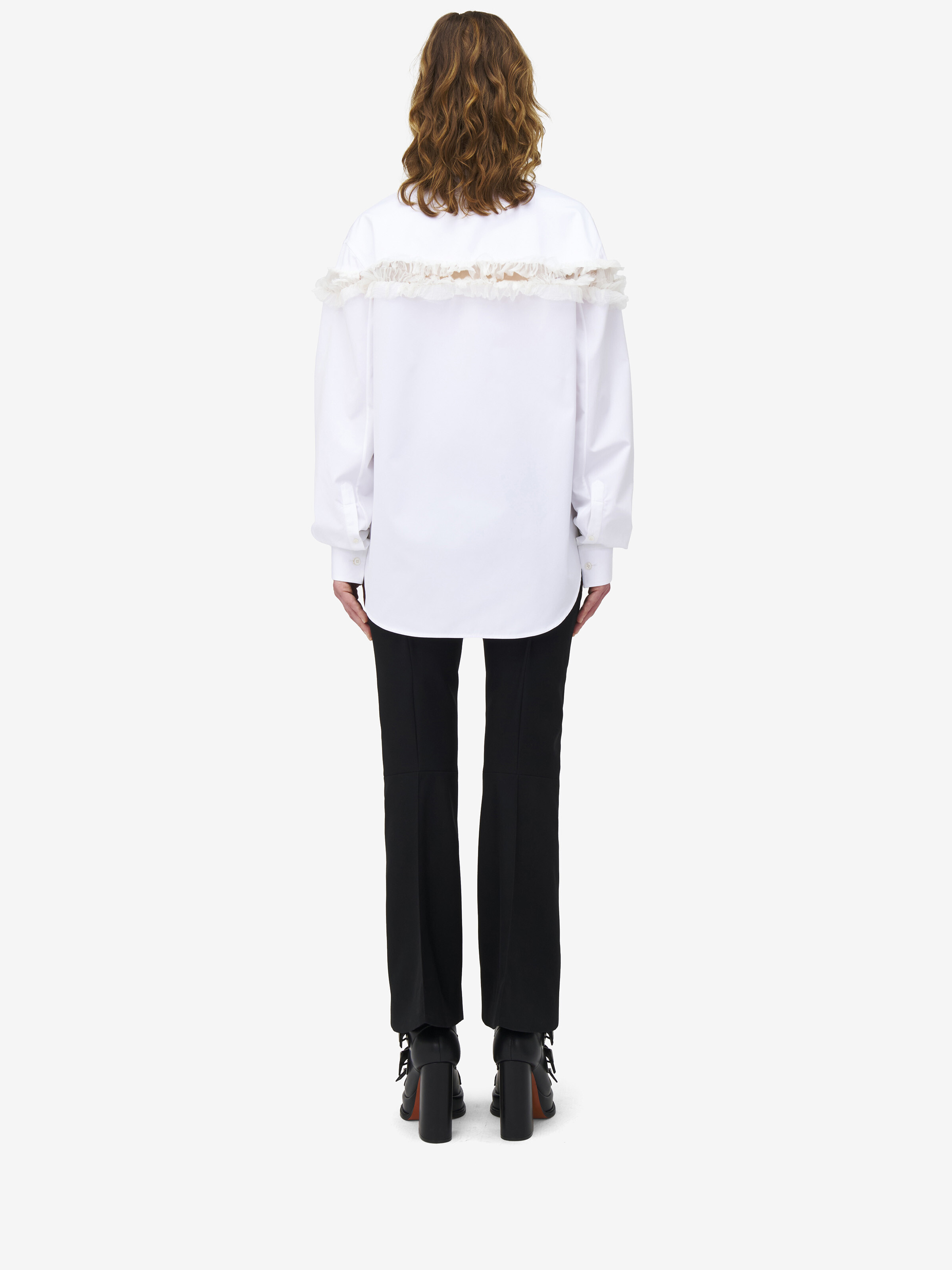 Slashed Creponne Detail Oversized Shirt - 5