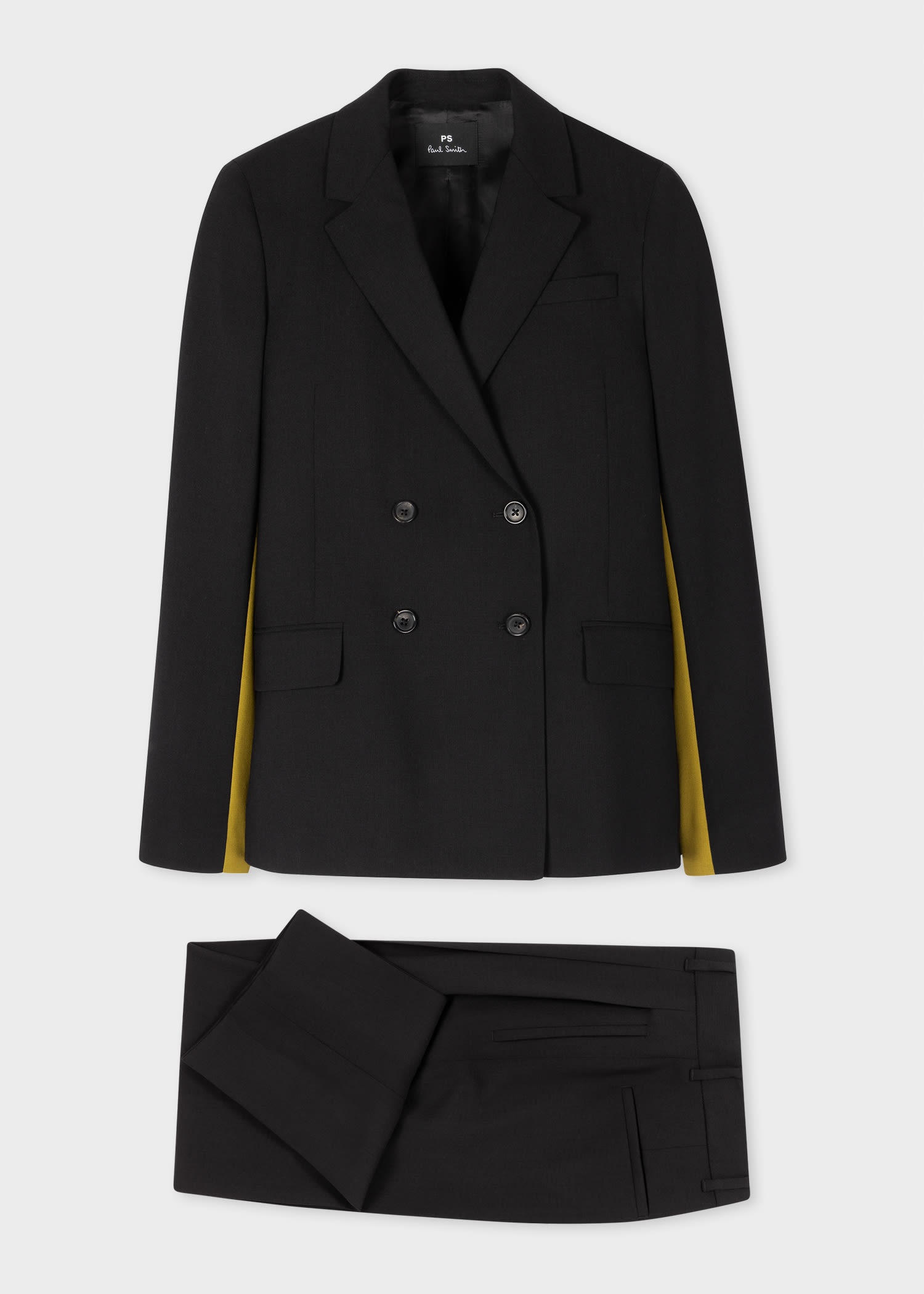 Double Breasted Contrast Wool Hopsack Suit - 1