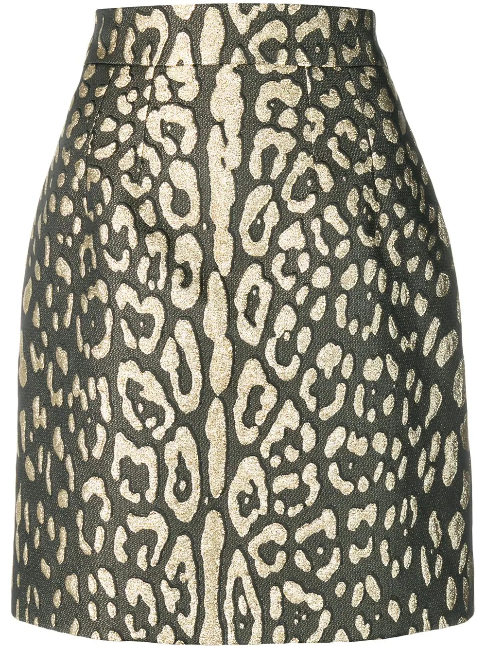 metallic leopard-print mini skirt - 1