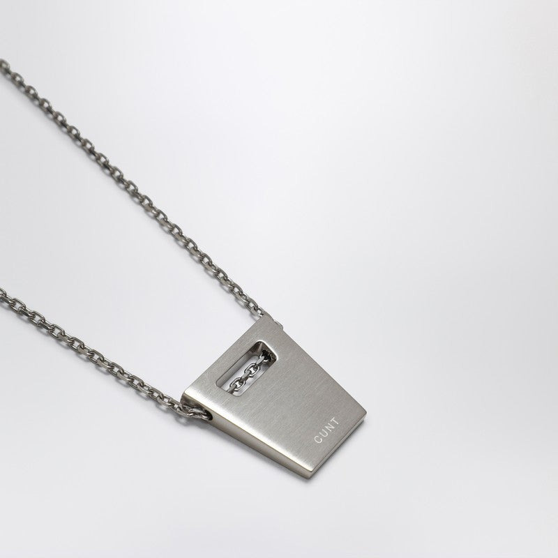 Rick Owens Silver Cunt Necklace In Metal Men - 2
