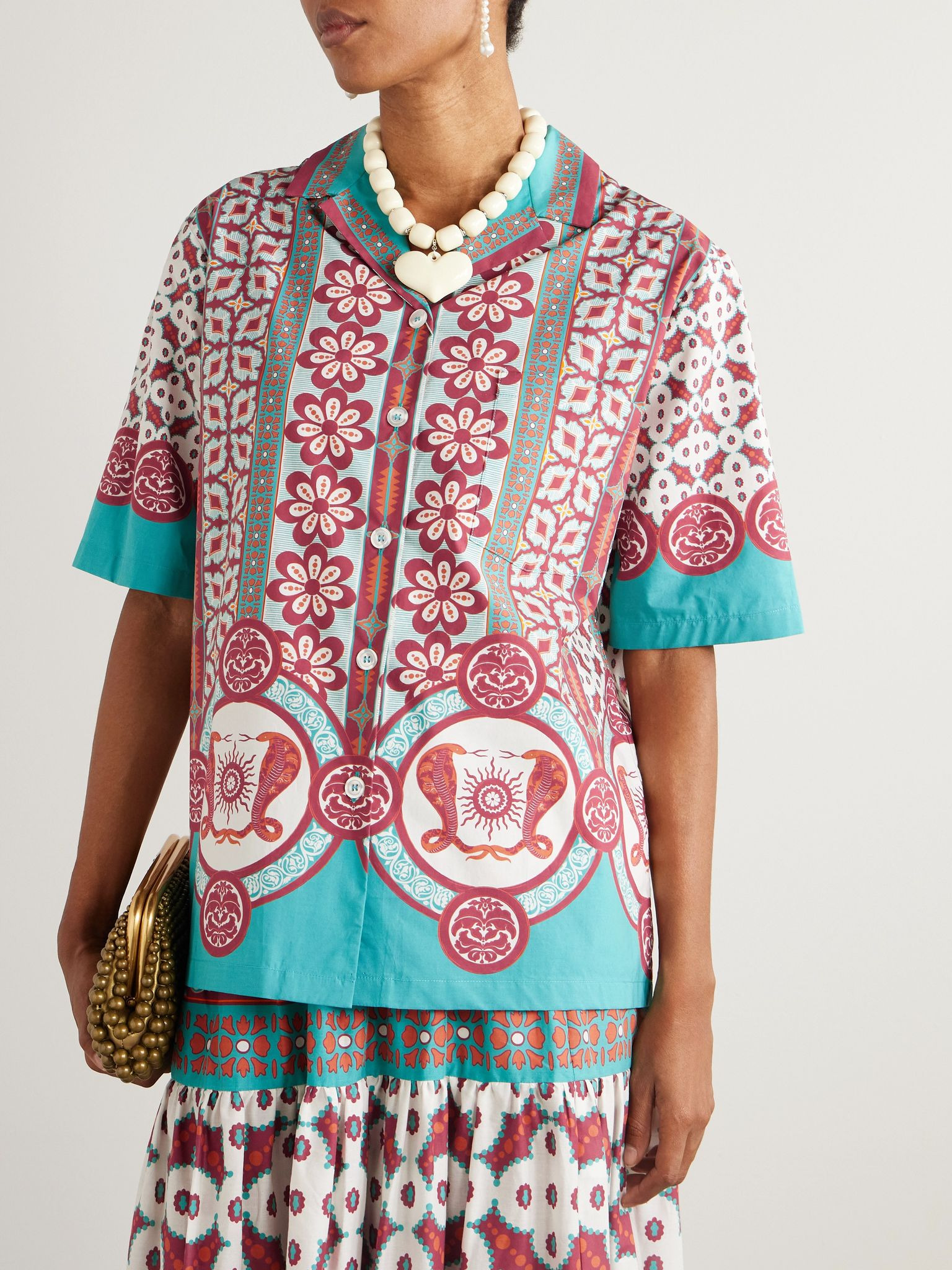 Printed cotton-poplin shirt Multi - 3
