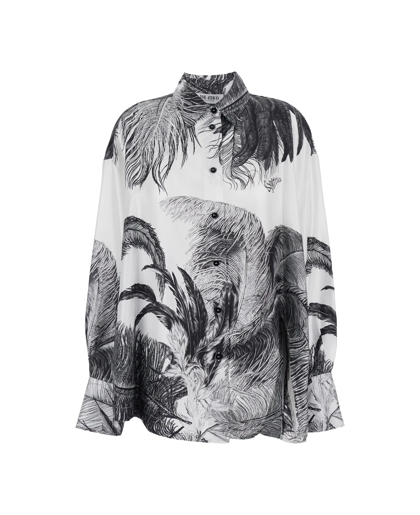 Multicolor Shirt With Classic Collar And All-over Print In Silk Woman - 1