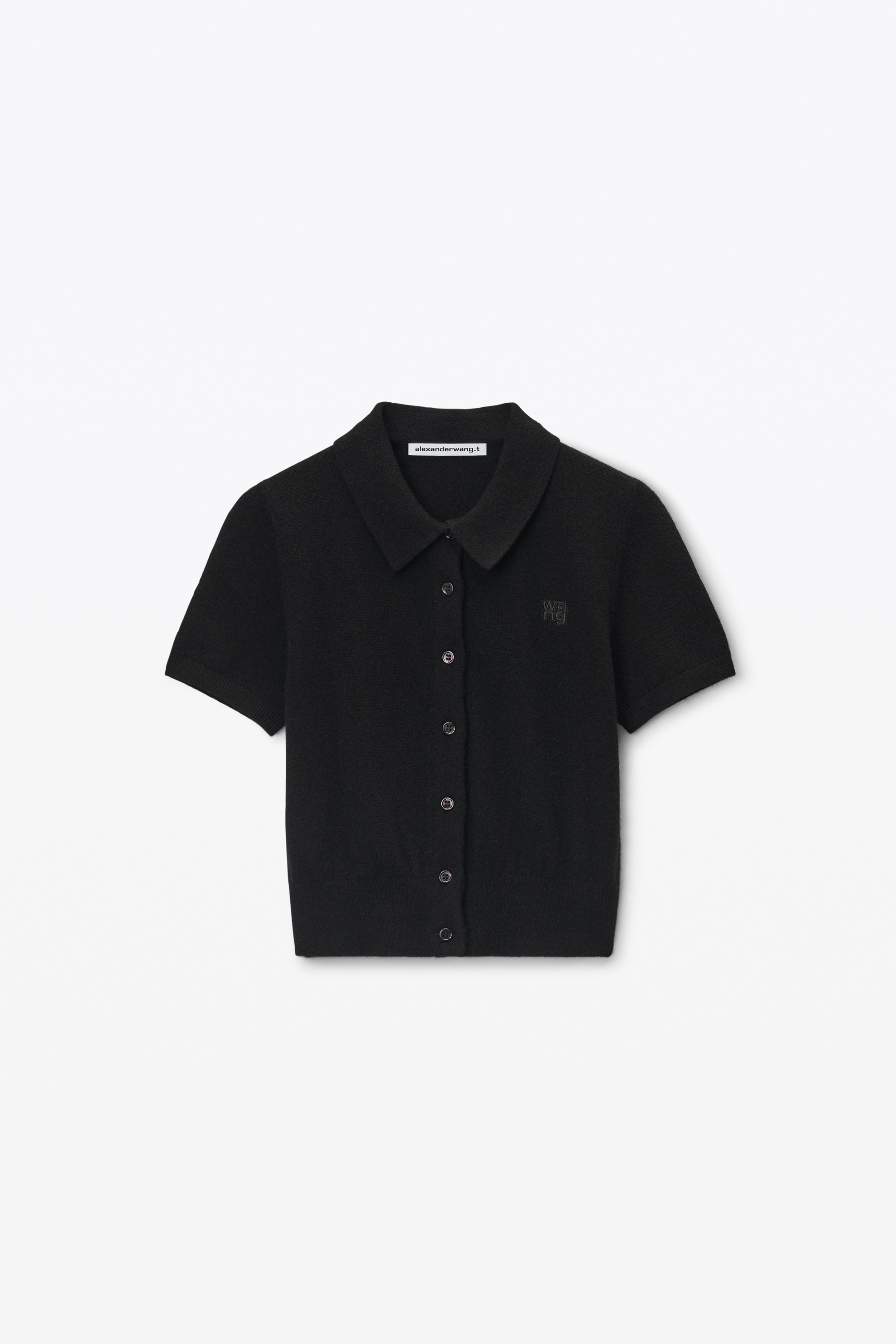Logo Embroidered Polo Cardigan in Wool - 1