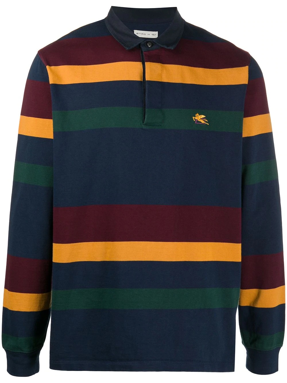 long sleeve striped polo shirt - 1