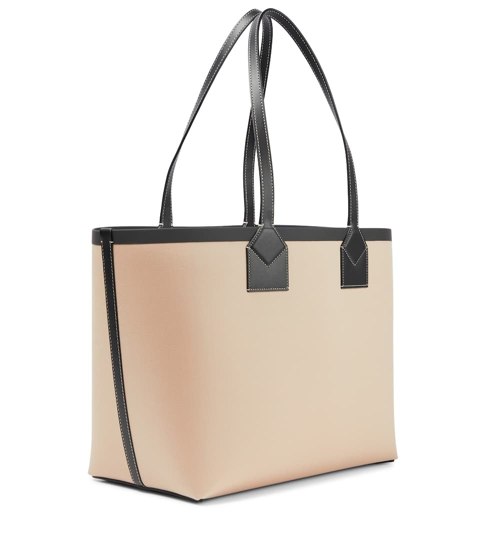 Medium leather-trimmed canvas tote bag - 4