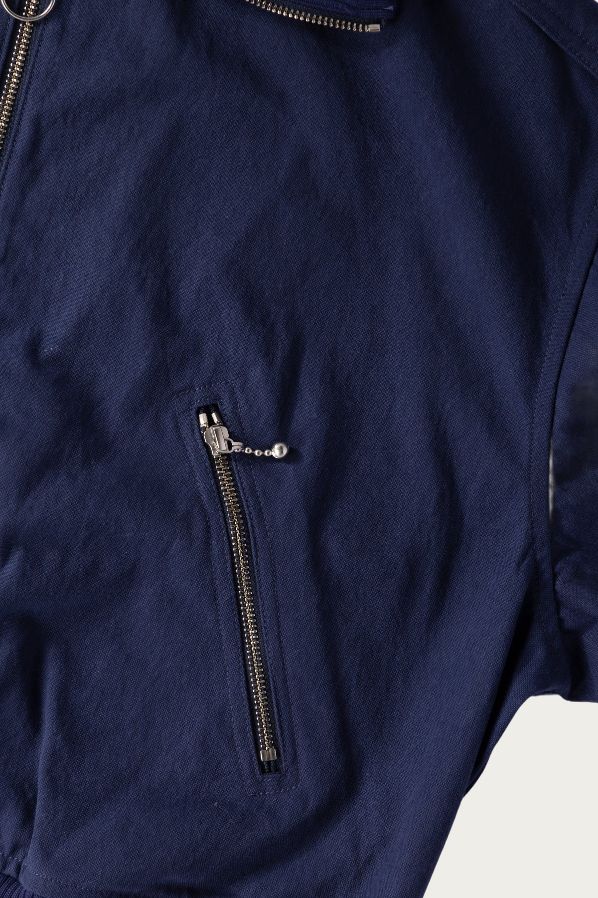 Water-Repellent Canvas ZIP-UP Blouson - Navy - 3