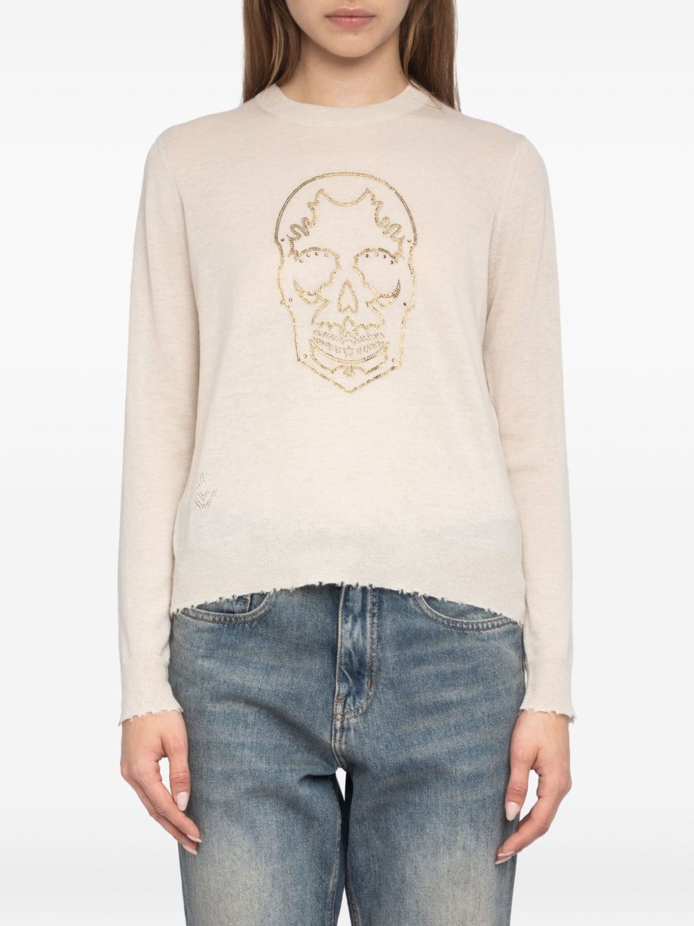 skull-embellished cashmere sweater - 4