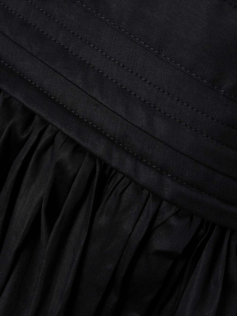 Gathered cotton-poplin midi dress Black 4