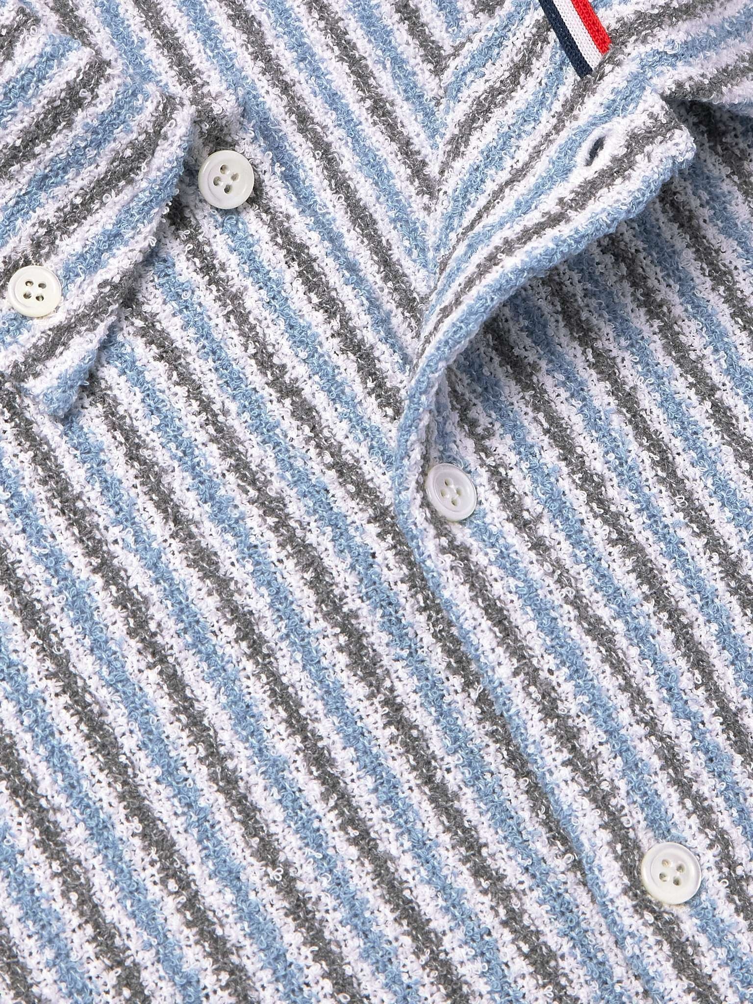 Logo-Appliquéd Striped Cotton-Blend Terry Shirt - 4