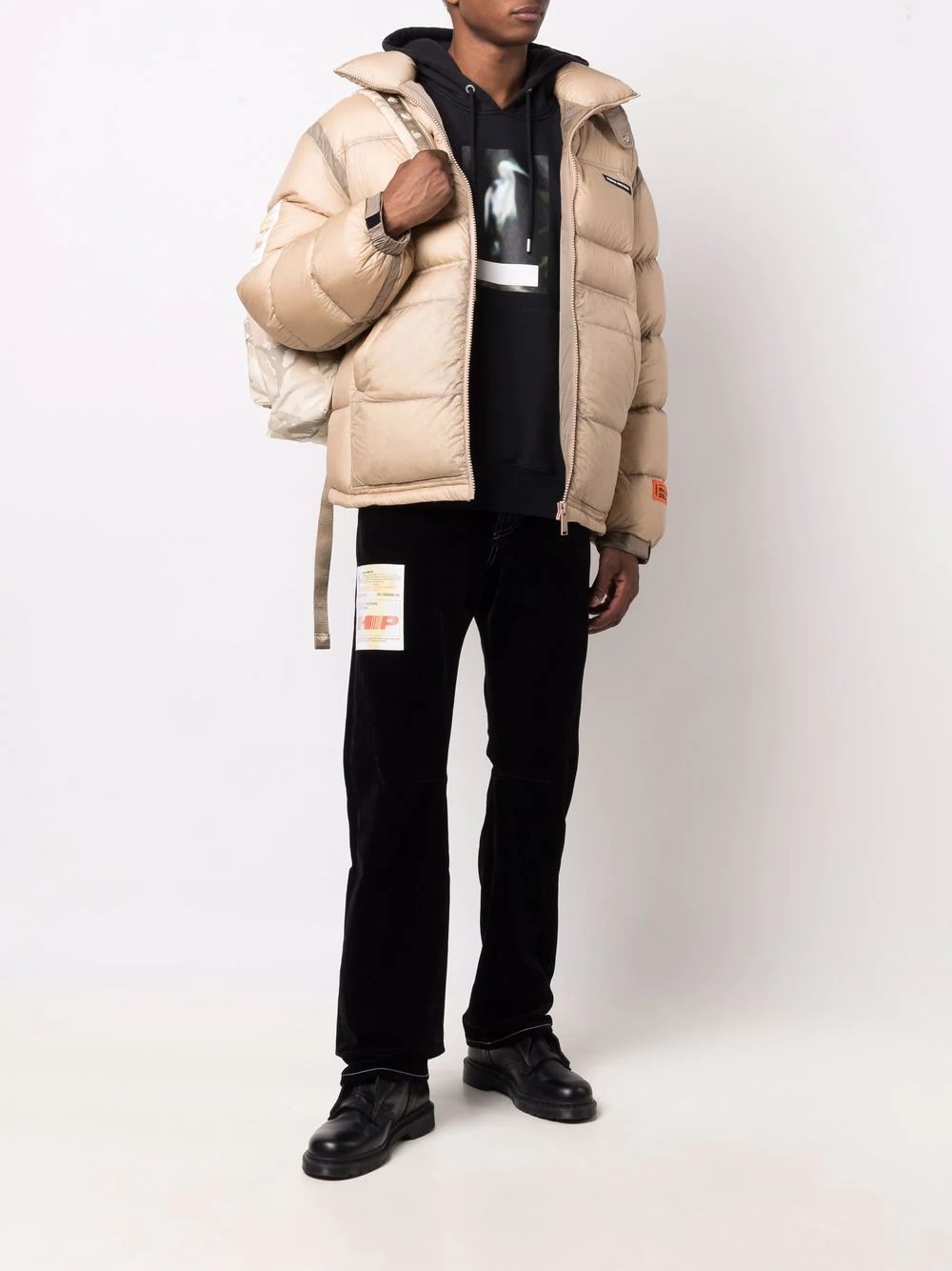 logo-patch puffer jacket - 2