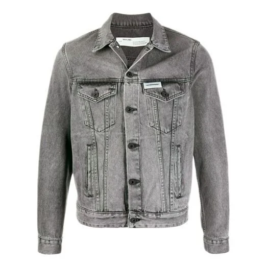 Men's Off-White Arrow Denim Jacket Gray OMKY002R20E540200810 - 1