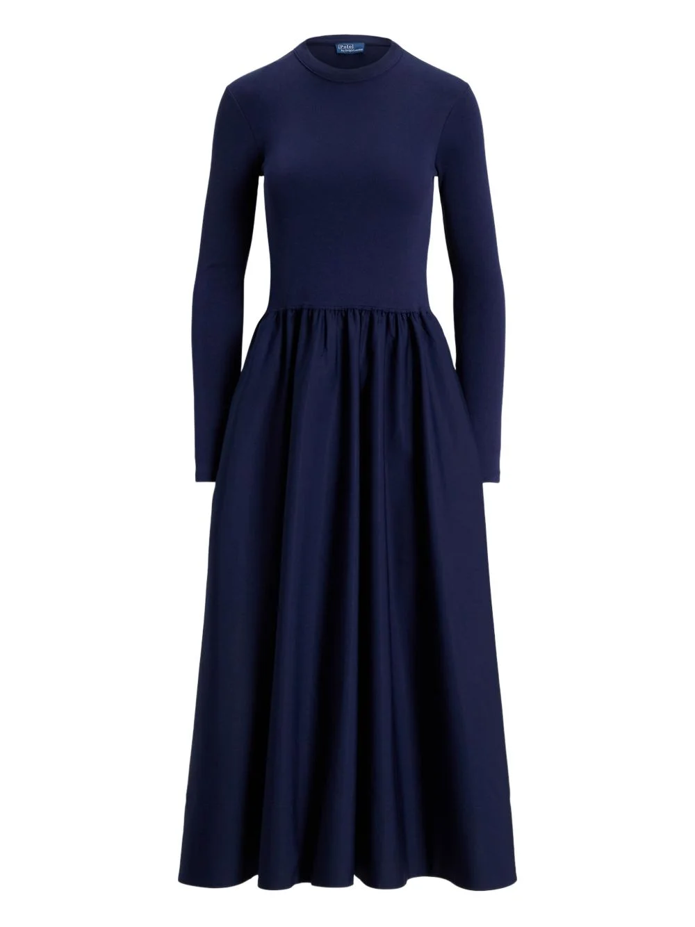 long-sleeve A-line midi dress - 1