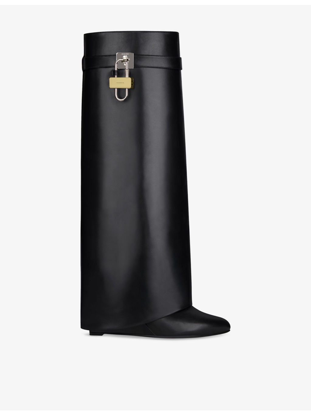 Shark Lock Leather Heeled Boots - 2