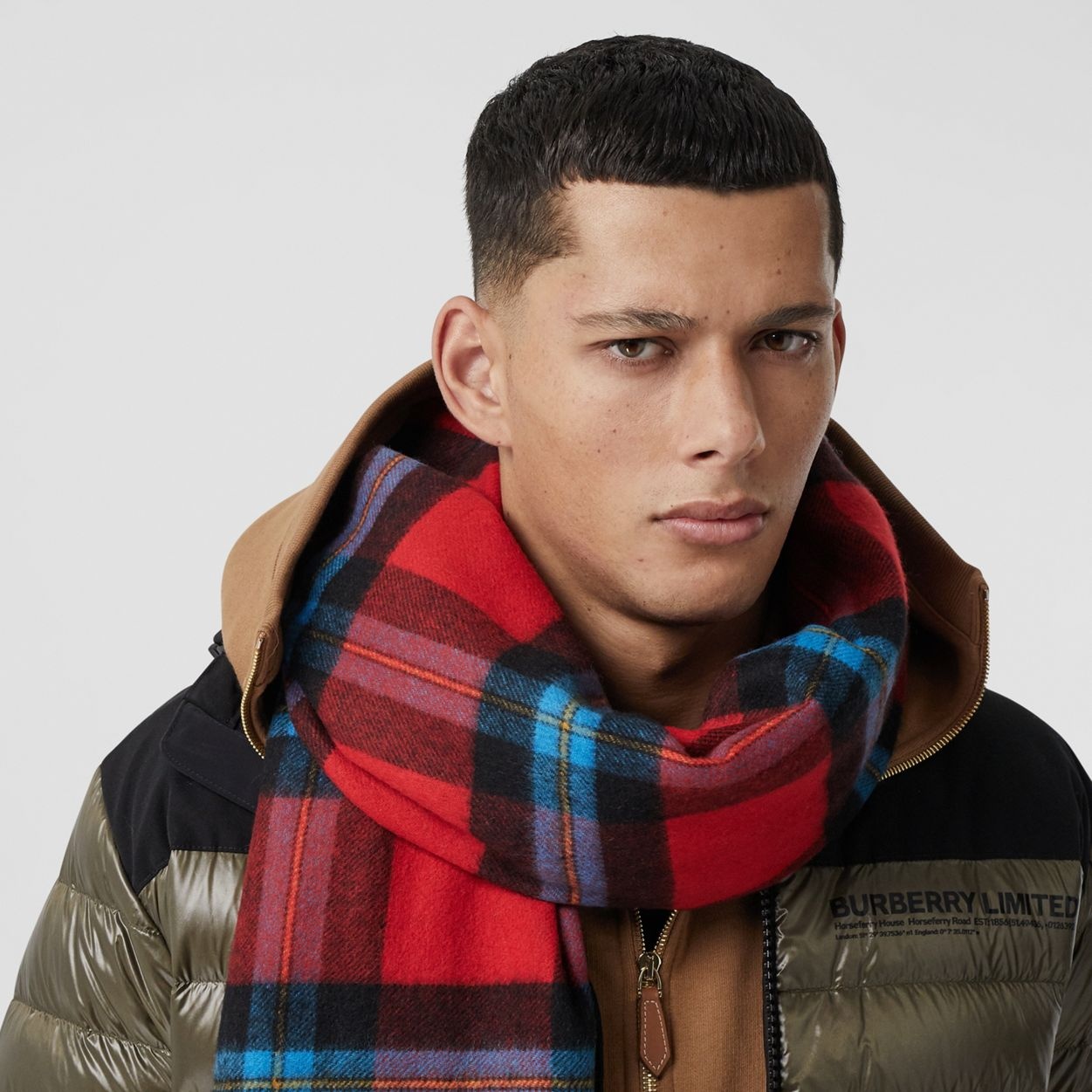 Reversible Contrast Check Cashmere Scarf - 4