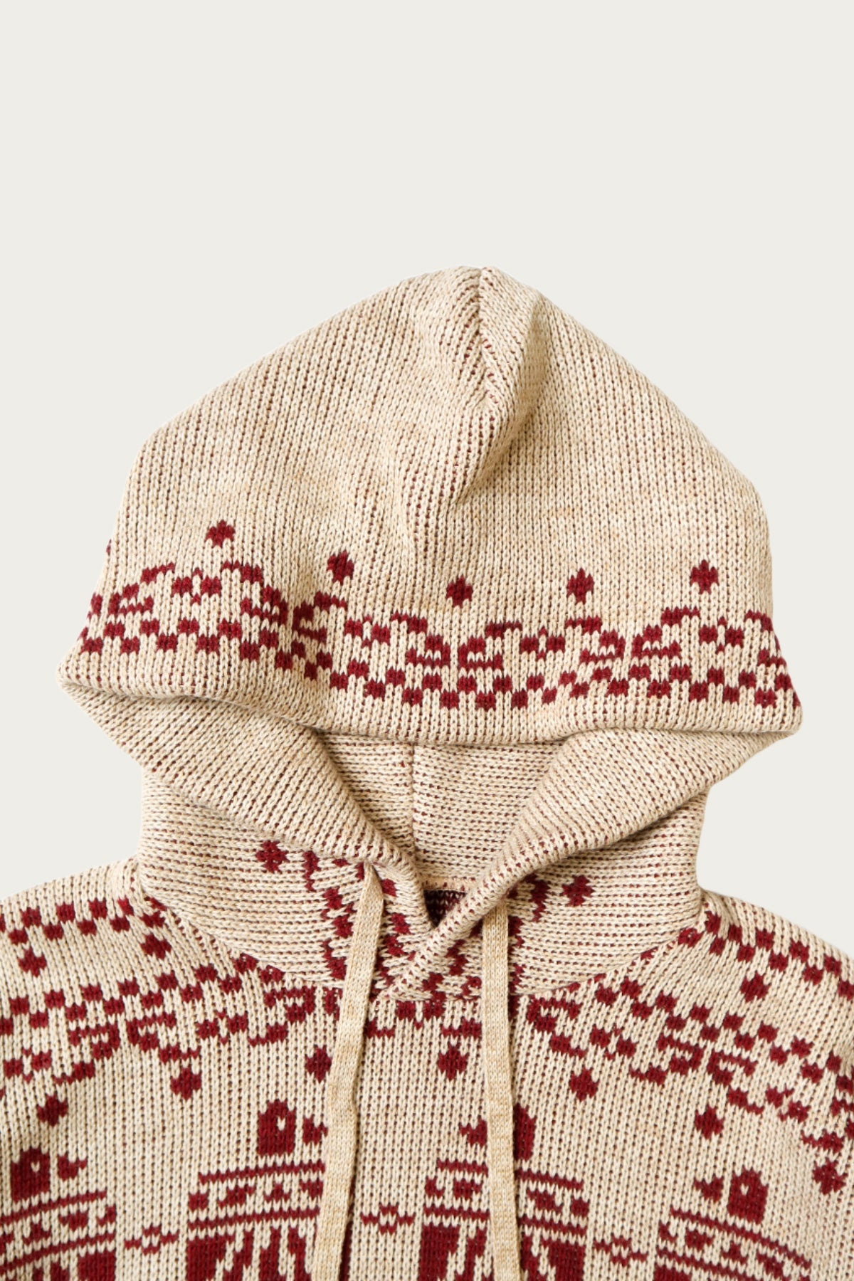 5G Jacquard Knit Hood Sweater - Red - 3