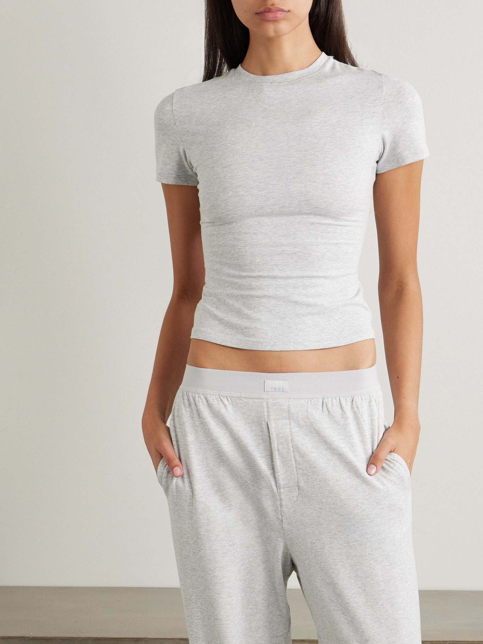 Stretch-cotton jersey T-shirt - Light Heather Grey Light gray - 3